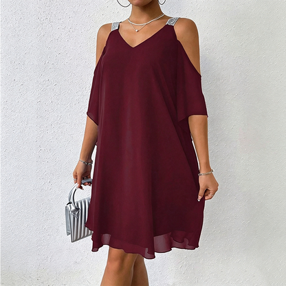 ✨ Elegant V-ringad damklänning – vackert fall, feminin stil och perfekt för sommaren