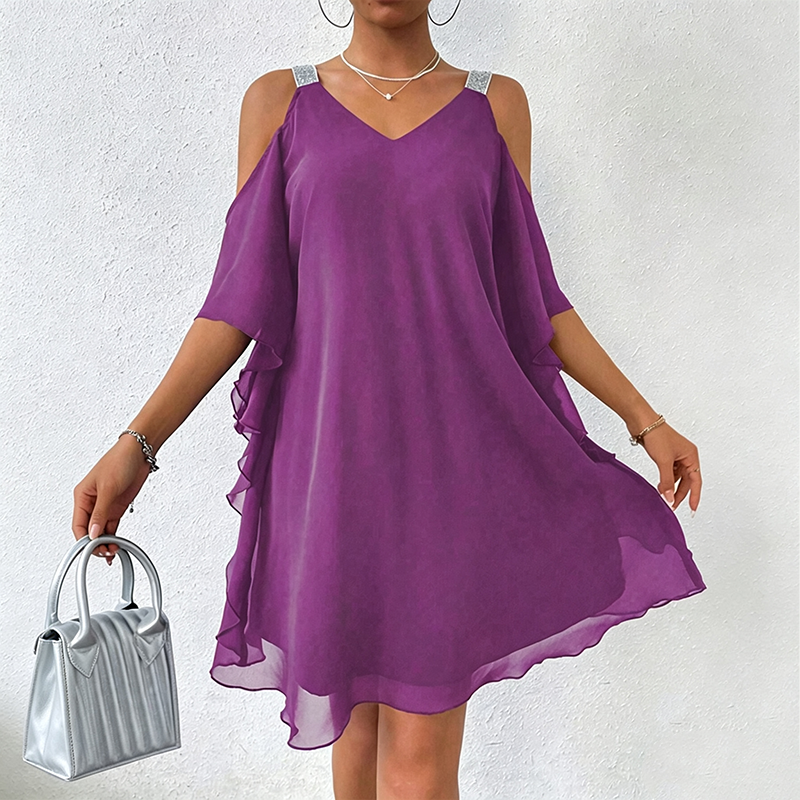 ✨ Elegant V-ringad damklänning – vackert fall, feminin stil och perfekt för sommaren