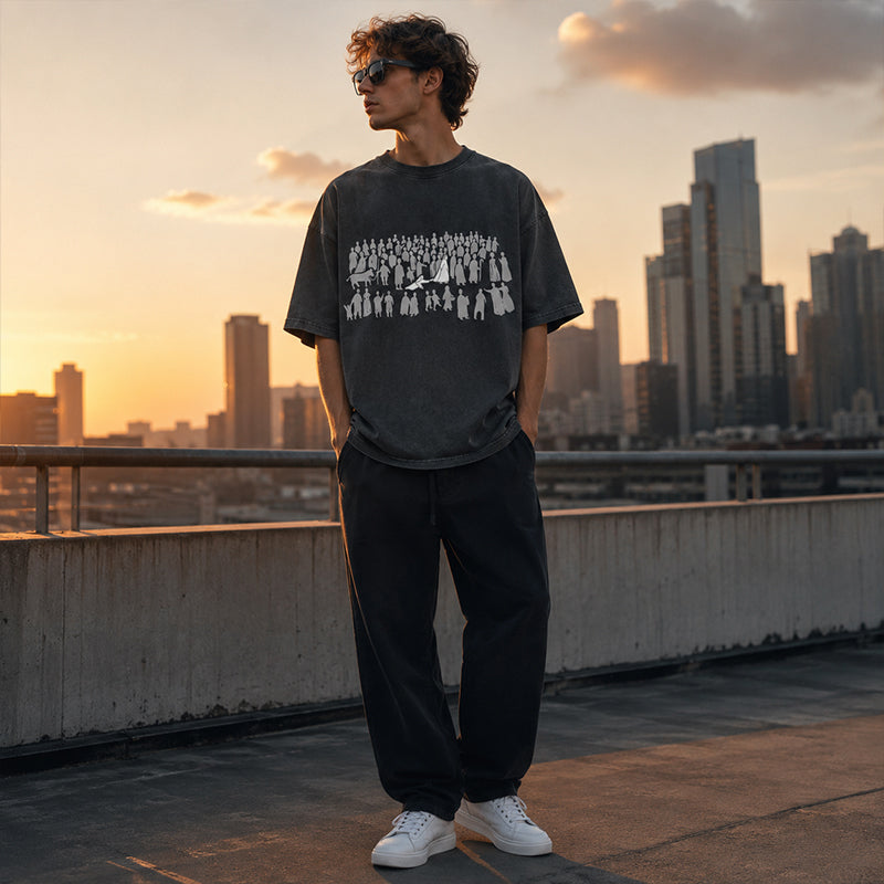 Herr Vintage Tvättad Grafisk T-shirt Christian Streetwear
