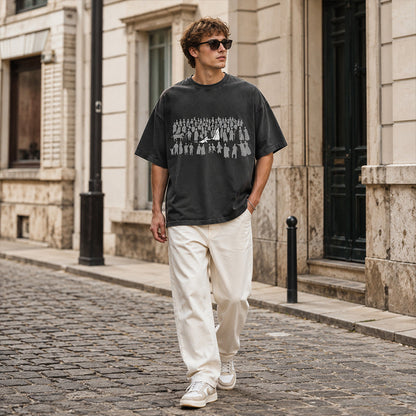 Herr Vintage Tvättad Grafisk T-shirt Christian Streetwear