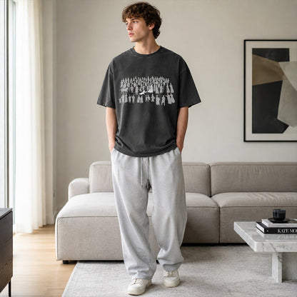 Herr Vintage Tvättad Grafisk T-shirt Christian Streetwear