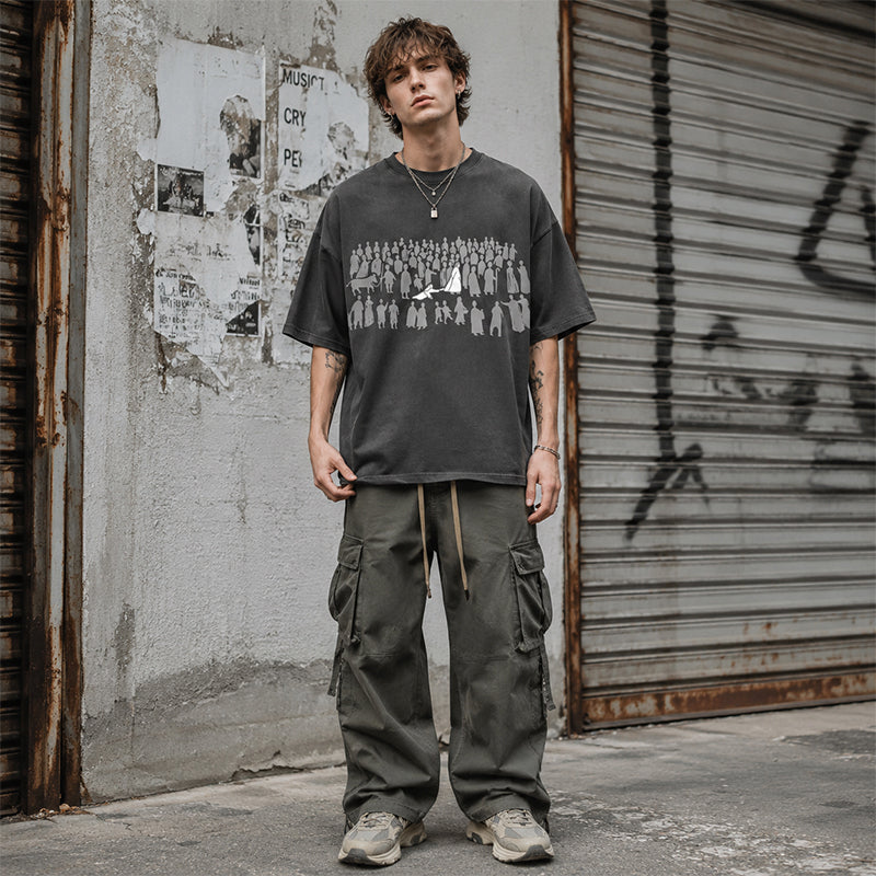Herr Vintage Tvättad Grafisk T-shirt Christian Streetwear