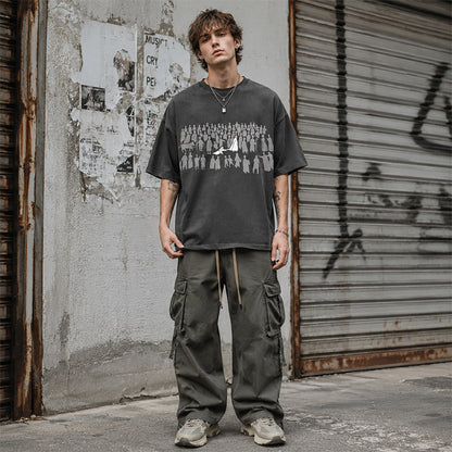 Herr Vintage Tvättad Grafisk T-shirt Christian Streetwear