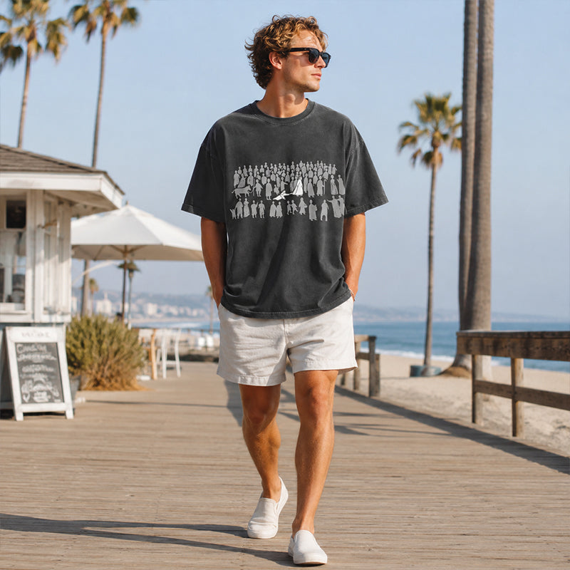 Herr Vintage Tvättad Grafisk T-shirt Christian Streetwear