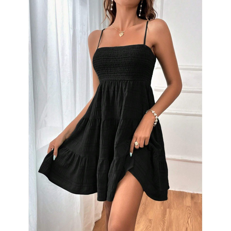 💙👗 50% RABATT & ENDAST IDAG! Ärmlös Smockad Miniklänning