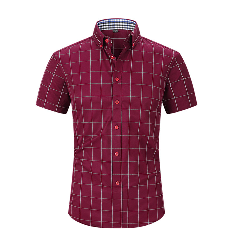 🔥 Pro-Favorite Herr Kortärmad Rutig Skjorta – Bomull-Polyesterblandning – Andningsbar 👕
