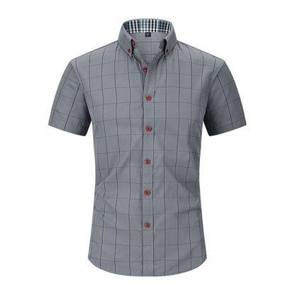 🔥 Pro-Favorite Herr Kortärmad Rutig Skjorta – Bomull-Polyesterblandning – Andningsbar 👕
