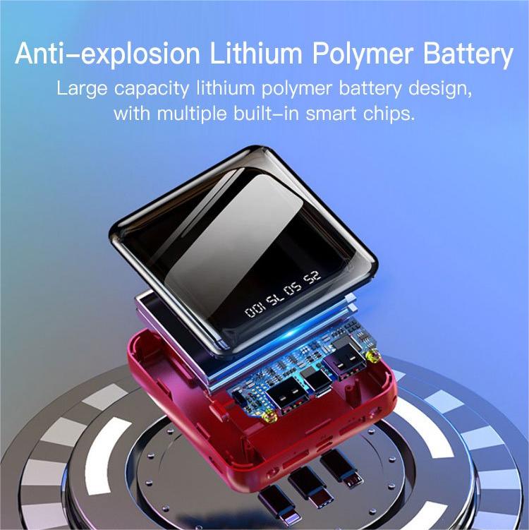 Mini Portabelt Powerbank ⚡ Fickformat, Alltid Redo – Slut Aldrig på Batteri Igen ✨