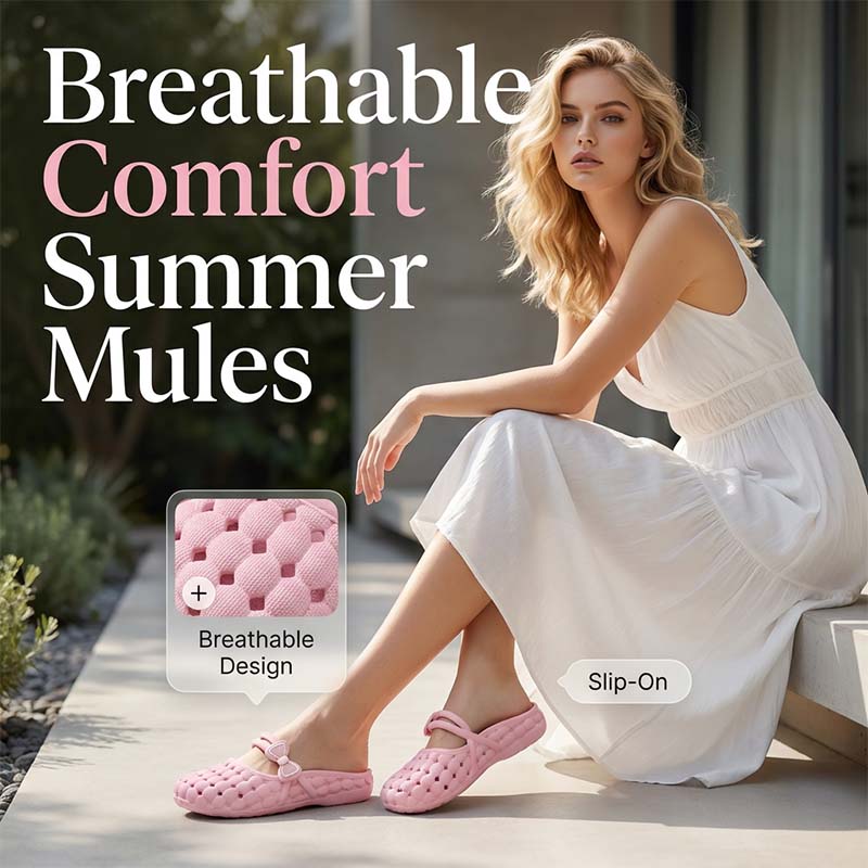🥿 50% RABATT NU! 🌸 Dam Slängda Tåcktäckta Andningsbara Tofflor – Ultramjuk & Flexibel – Perfekt för Inomhus & Utomhus – Slip-on Design & Lätt EVA ☀️