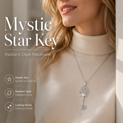 Halsband med nyckel i lysande opal