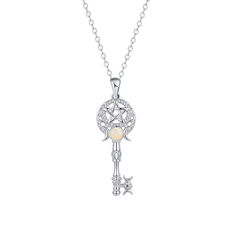 Halsband med nyckel i lysande opal
