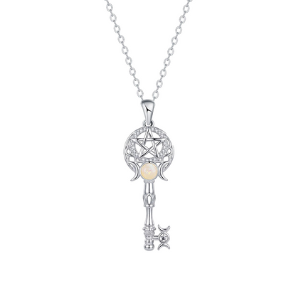 Halsband med nyckel i lysande opal