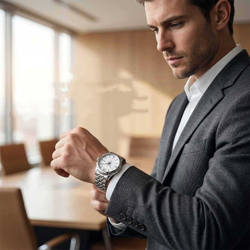 ⌚ 50 % RABATT NU! 👔 Klassisk herr elegant kvartsur – rostfritt stål, mineralglas & tidlös affärsestetik ✨