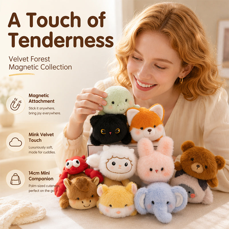 🧸 50% RABATT NU! Söt plysch kylskåpsmagnet docka – mjuk minksammet, dold magnet & perfekt för kylskåp, datorer, väskor – även bilen! 🐻🚗✨
