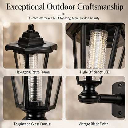 💡 50% RABATT! 🏡 Retro Soldriven Trädgårdslampa med Dubbelt Hexagonalt Huvud – Vintage design, soldriven & väderbeständig – Perfekt för trädgårdar, uppfarter & terrasser 🌙