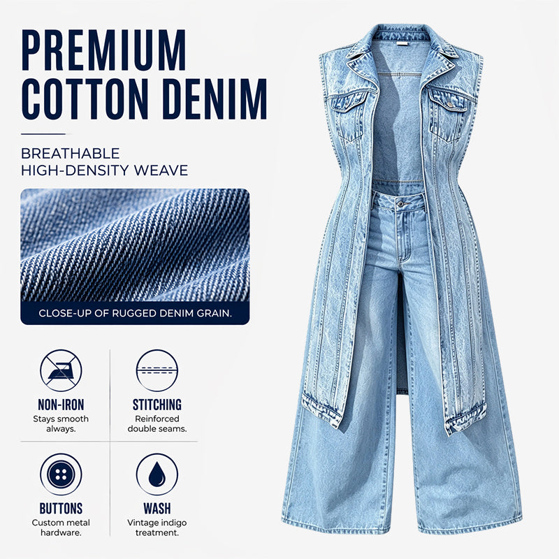 👖 50 % RABATT NU! ✂️ Ärmlös denimvästklänning med hög slits för dam – asymmetrisk fåll, patchwork-design & urban streetwear-stil 🖤