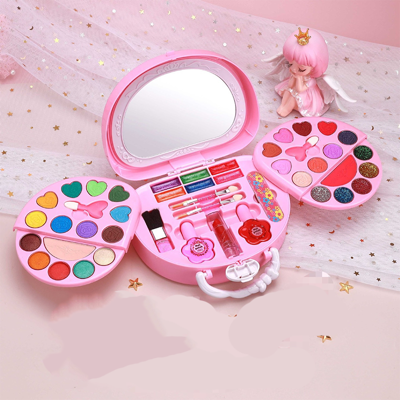 ✨50% RABATT NU! !✨Tvättbar Sminkleksaksset för Barn med Bärbar Rosa Handväska