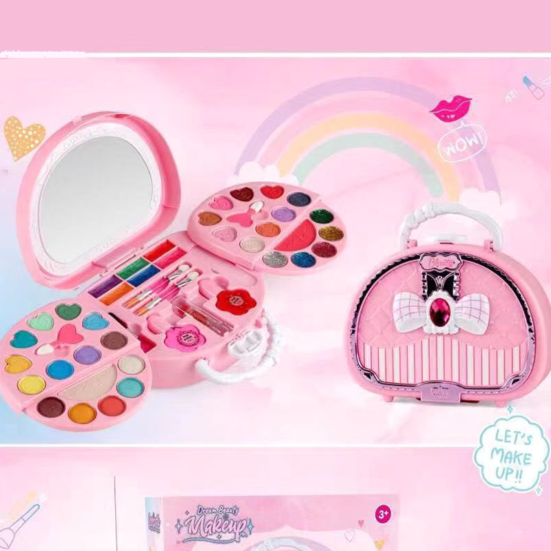 ✨50% RABATT NU! !✨Tvättbar Sminkleksaksset för Barn med Bärbar Rosa Handväska