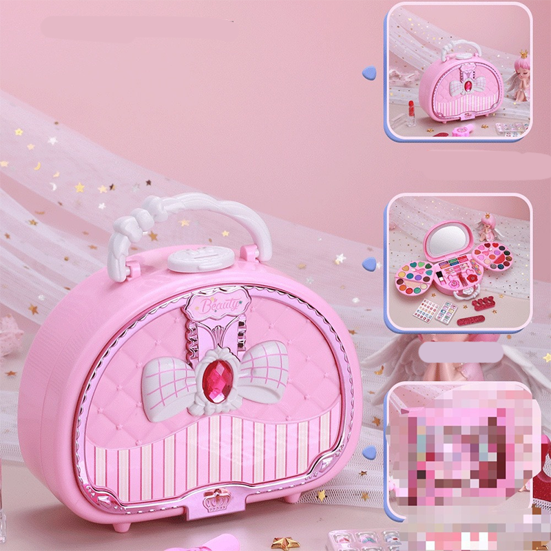 ✨50% RABATT NU! !✨Tvättbar Sminkleksaksset för Barn med Bärbar Rosa Handväska