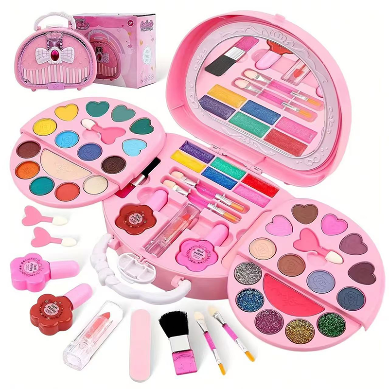 ✨50% RABATT NU! !✨Tvättbar Sminkleksaksset för Barn med Bärbar Rosa Handväska