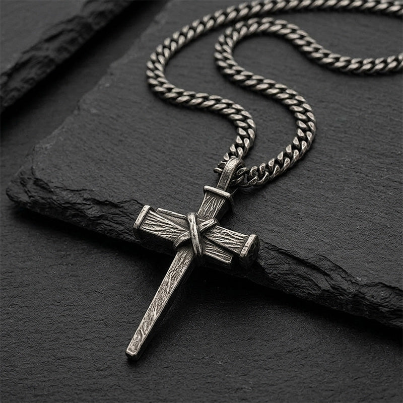 ⏳Tidsbegränsat 50% rabatt⏰ Herr Vintage Spik Kors Hänge Halsband