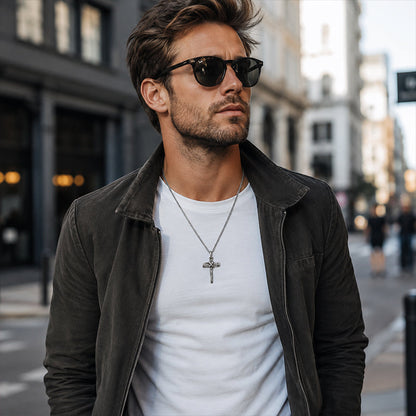⏳Tidsbegränsat 50% rabatt⏰ Herr Vintage Spik Kors Hänge Halsband