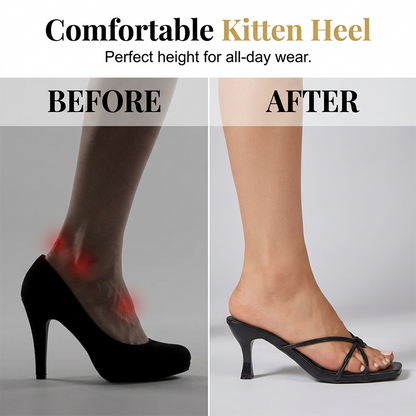 👠 50% RABATT! 💃 Korsrem Stilettsandaler för Dam – TPR+PU – Fyrkantig Tå & Kitten Heel för Fester