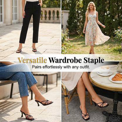 👠 50% RABATT! 💃 Korsrem Stilettsandaler för Dam – TPR+PU – Fyrkantig Tå & Kitten Heel för Fester