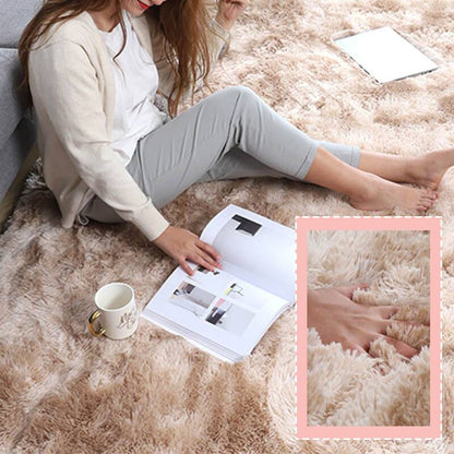 🌈 50 % RABATT NU! 🏠 Perfekt present – gradient färg fusk päls golvmatta – mjuk, maskintvättbar & halkfri – lyxig komfort för hemmet 🛋️