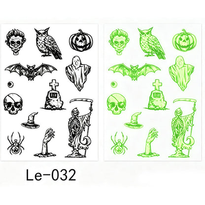 Lysande Halloween Tillfälliga Tatueringar för Barn – Vattentäta Glödande Klistermärken