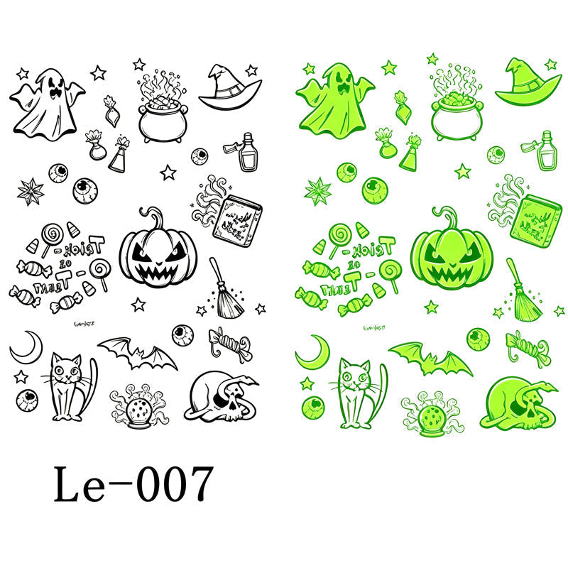 Lysande Halloween Tillfälliga Tatueringar för Barn – Vattentäta Glödande Klistermärken