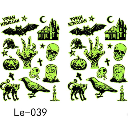 Lysande Halloween Tillfälliga Tatueringar för Barn – Vattentäta Glödande Klistermärken