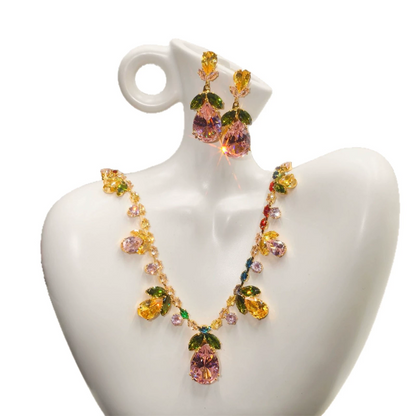 Elegant set med halsband och örhängen med tulpanmotiv