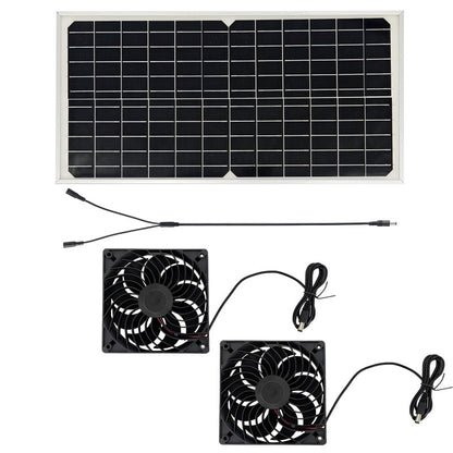 📢📢50% RABATT NU!! ⏰10W Solarförsedd Vattentålig Utomhusventilator med Dubbla Fläktar
