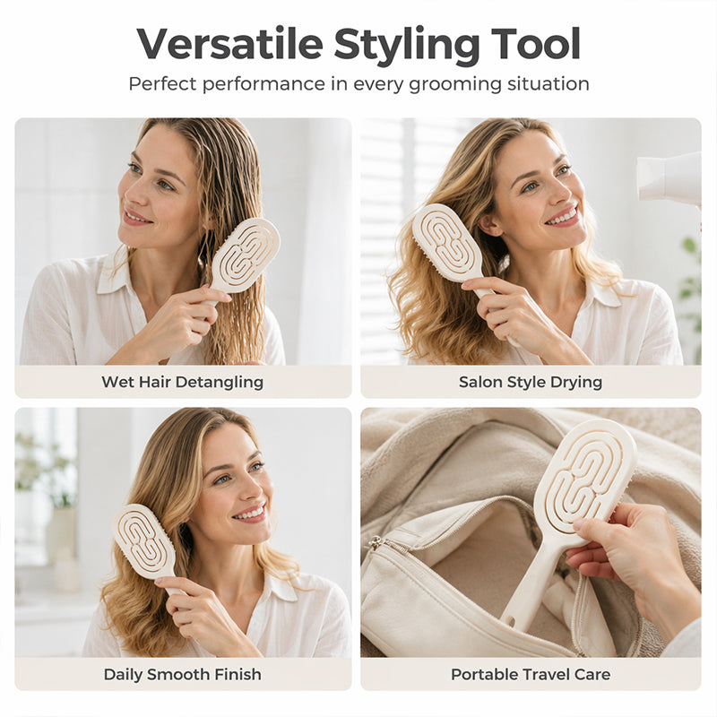 💁‍♀️ 50% RABATT! ✨ Damborste med avtagbar självrenande ventilerad design – Skonsam för håret