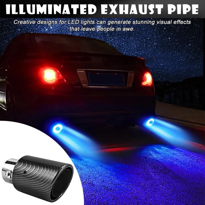 🚗 50 % RABATT NU! 🔥 LED-slutrör för bil – Kolfiberavgasrör med eldsprutande ljuseffekt & ljuddämpning 💨