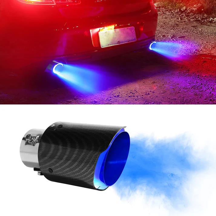 🚗 50 % RABATT NU! 🔥 LED-slutrör för bil – Kolfiberavgasrör med eldsprutande ljuseffekt & ljuddämpning 💨