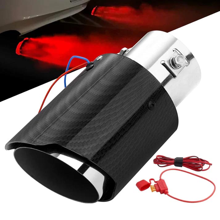 🚗 50 % RABATT NU! 🔥 LED-slutrör för bil – Kolfiberavgasrör med eldsprutande ljuseffekt & ljuddämpning 💨