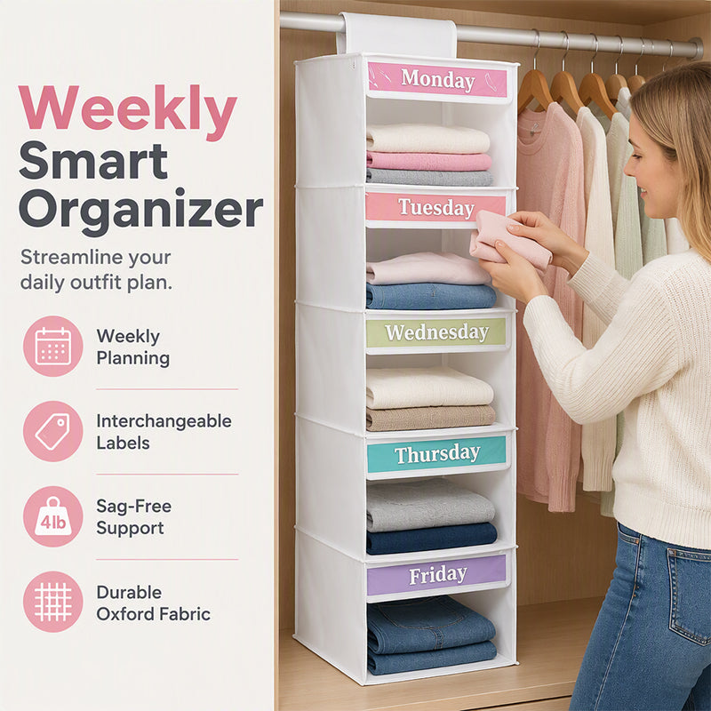 🧺 50% RABATT! 🏠 5-Facks Hängande Garderobsorganizer – Platsbesparande, robust & mångsidig – Perfekt för kläder, accessoarer & skor ✨
