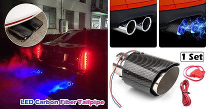 🔥🎁Nyhet 50 % RABATT🔥LED Bilmodifieringsdelar Kolfiber avgasrör
