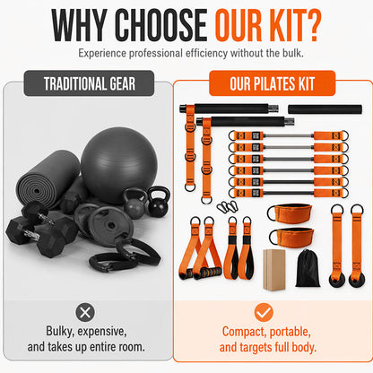 🔥50% REA Begränsad Tid! 💪 Oumbärlig för Träningsentusiaster! 🧘🏻‍♀️ Gör Pilates hemma! 🏗️‍♀️ Portabelt Pilates-Stav Kit med 6 Motståndsband