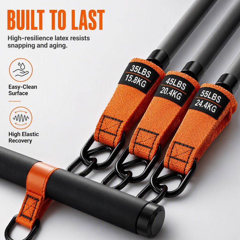 🔥50% REA Begränsad Tid! 💪 Oumbärlig för Träningsentusiaster! 🧘🏻‍♀️ Gör Pilates hemma! 🏗️‍♀️ Portabelt Pilates-Stav Kit med 6 Motståndsband