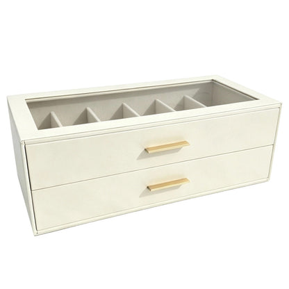 Solglasögonförvaringslåda i 2 nivåer med transparent glaslock