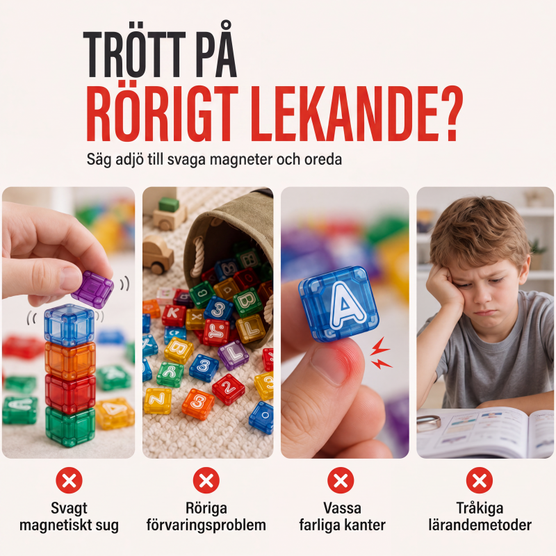 Magnetiska bokstavs- och sifferkuber för barn