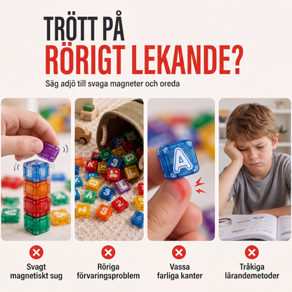 Magnetiska bokstavs- och sifferkuber för barn