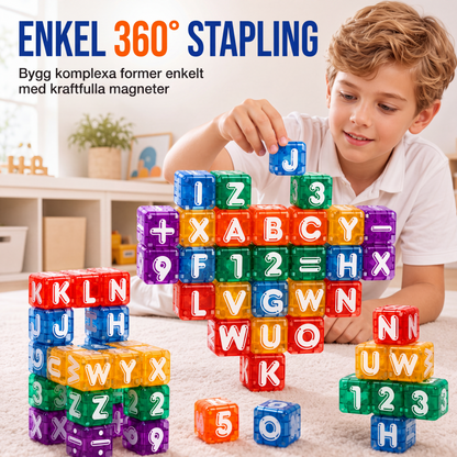 Magnetiska bokstavs- och sifferkuber för barn