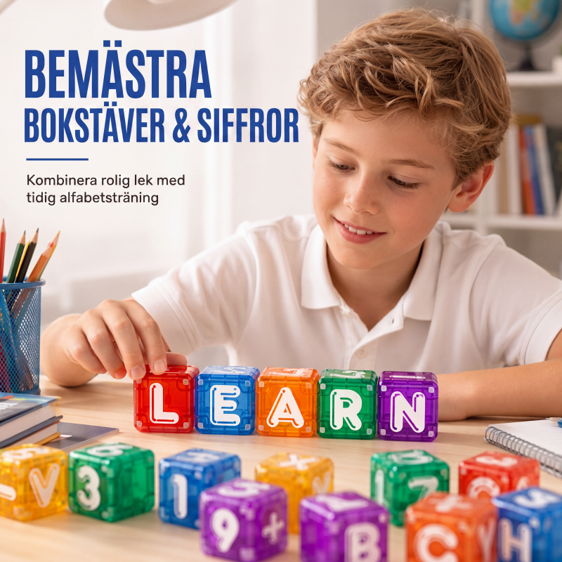 Magnetiska bokstavs- och sifferkuber för barn