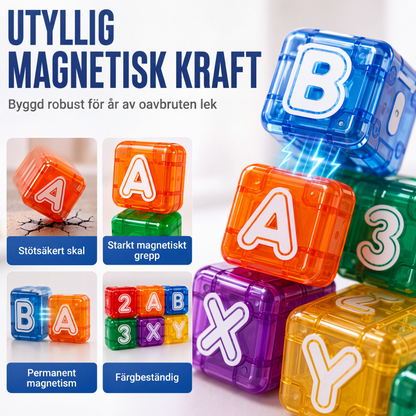 Magnetiska bokstavs- och sifferkuber för barn