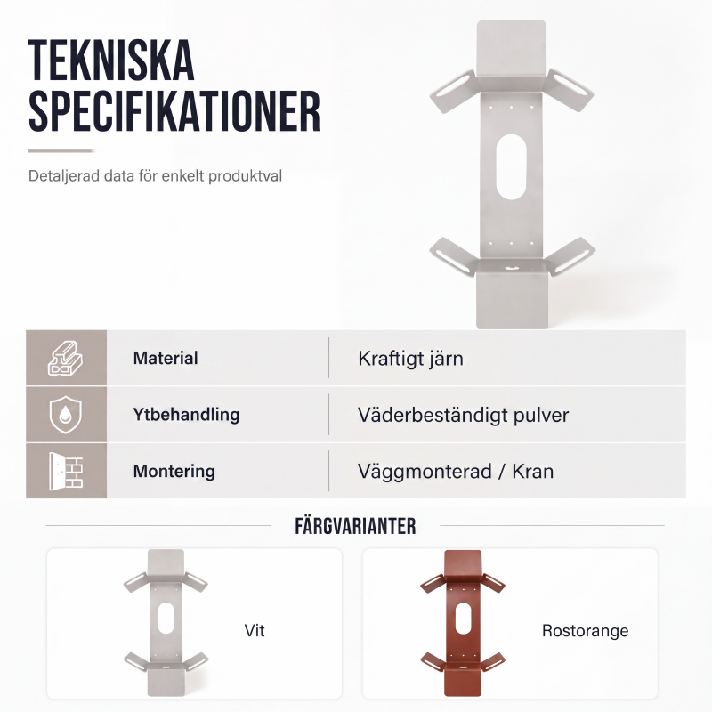 Väggmonterad trädgårdsslanghållare i järn
