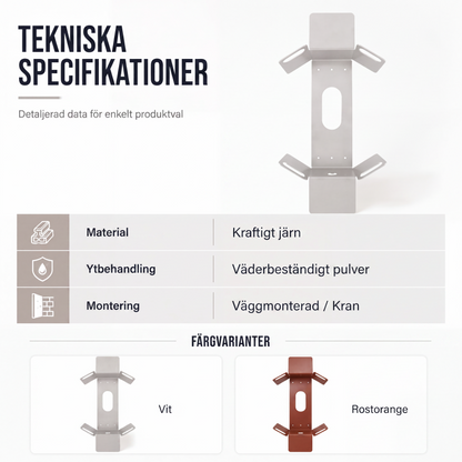 Väggmonterad trädgårdsslanghållare i järn